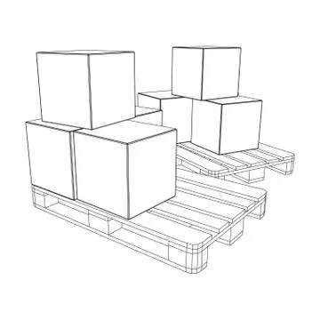 Cargo pallet for warehouse with boxes 스톡 일러스트