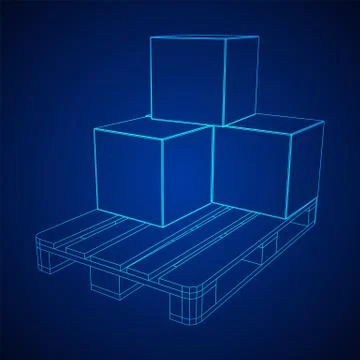 Cargo pallet for warehouse with boxes 库存插图