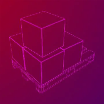 Cargo pallet for warehouse with boxes Stockillustratie