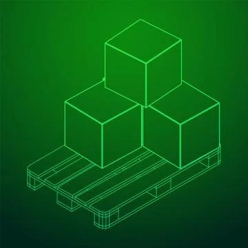 Cargo pallet for warehouse with boxes 库存插图