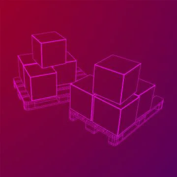 Cargo pallet for warehouse with boxes Stock Illustration