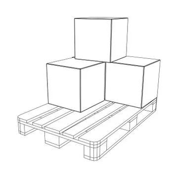 Cargo pallet for warehouse with boxes Illustrazione stock