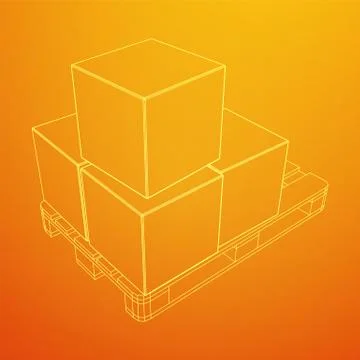 Cargo pallet for warehouse with boxes Stockillustratie