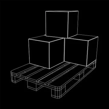 Cargo pallet for warehouse with boxes 库存插图