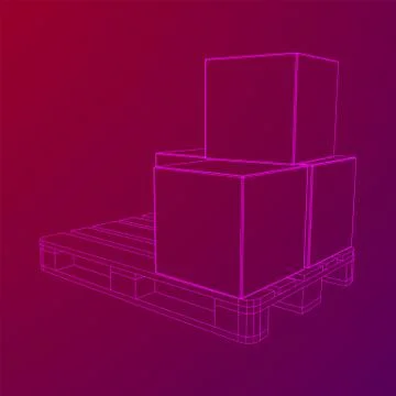 Cargo pallet for warehouse with boxes Stockillustratie