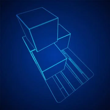 Cargo pallet for warehouse with boxes 스톡 일러스트