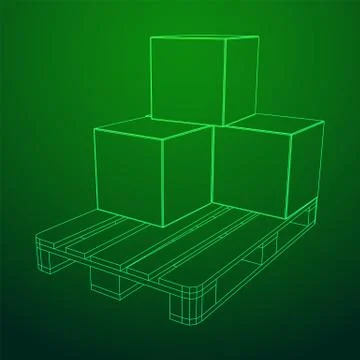 Cargo pallet for warehouse with boxes Stockillustratie