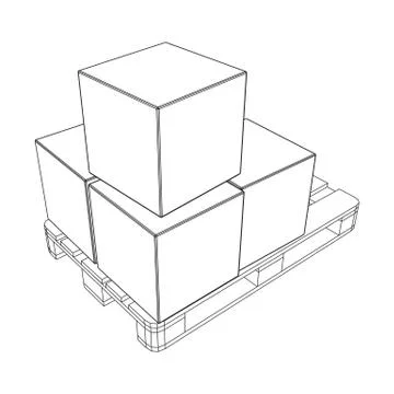 Cargo pallet for warehouse with boxes Stockillustratie