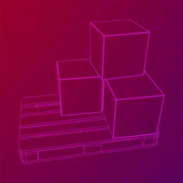 Cargo pallet for warehouse with boxes Stock Illustration