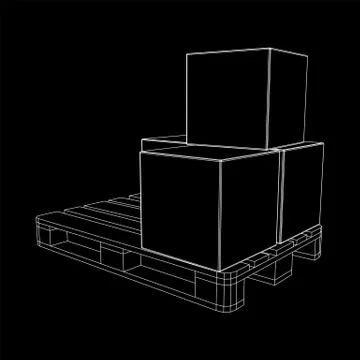 Cargo pallet for warehouse with boxes Stockillustratie