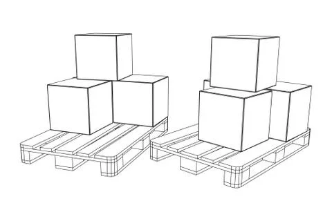 Cargo pallet for warehouse with boxes Stock Illustration