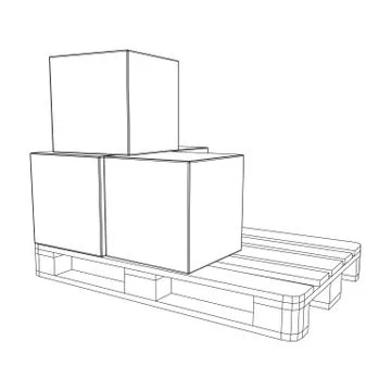 Cargo pallet for warehouse with boxes Illustrazione stock