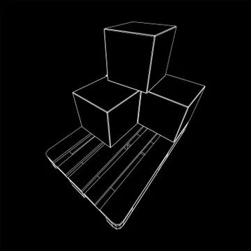 Cargo pallet for warehouse with boxes Stockillustratie