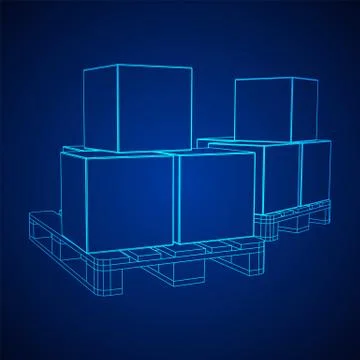 Cargo pallet for warehouse with boxes Illustrazione stock