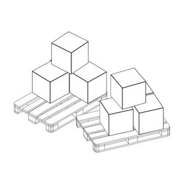 Cargo pallet for warehouse with boxes Illustrazione stock