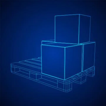 Cargo pallet for warehouse with boxes Illustrazione stock