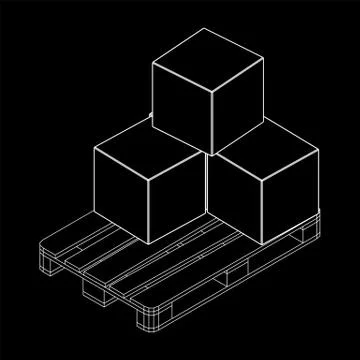 Cargo pallet for warehouse with boxes Illustrazione stock