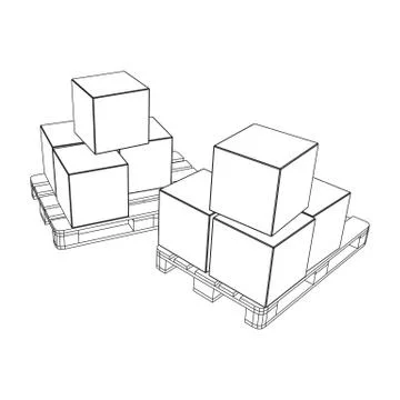 Cargo pallet for warehouse with boxes Illustrazione stock