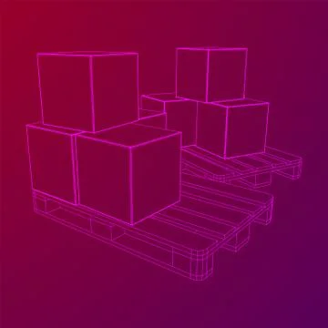 Cargo pallet for warehouse with boxes Stock Illustration