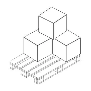 Cargo pallet for warehouse with boxes 스톡 일러스트