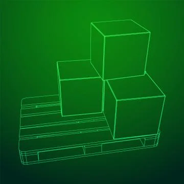 Cargo pallet for warehouse with boxes 库存插图