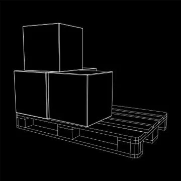 Cargo pallet for warehouse with boxes 库存插图