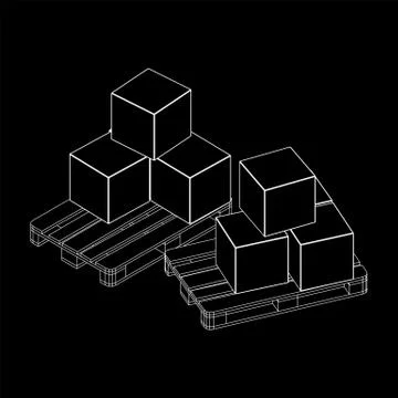 Cargo pallet for warehouse with boxes Stockillustratie