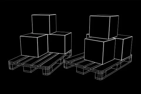 Cargo pallet for warehouse with boxes Illustrazione stock