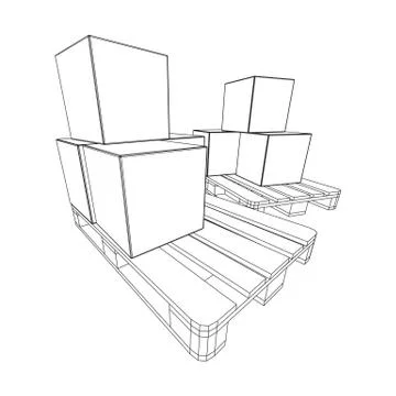 Cargo pallet for warehouse with boxes Stock Illustration