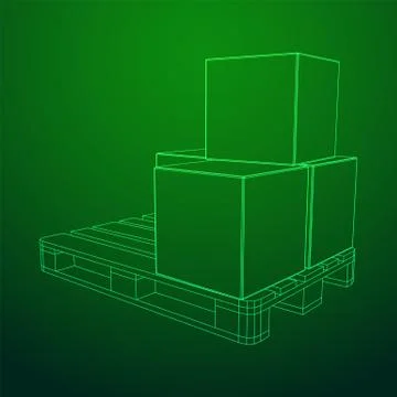 Cargo pallet for warehouse with boxes 库存插图