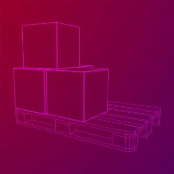 Cargo pallet for warehouse with boxes Stock Illustration