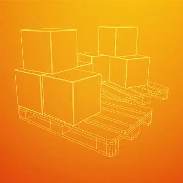 Cargo pallet for warehouse with boxes Stock Illustration