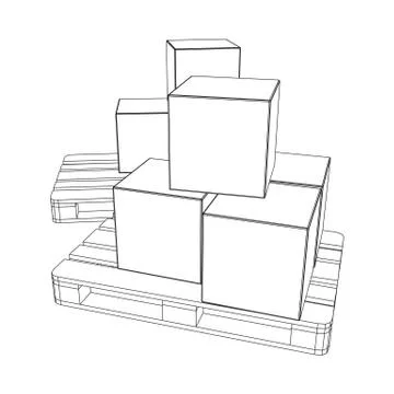 Cargo pallet for warehouse with boxes Stock Illustration