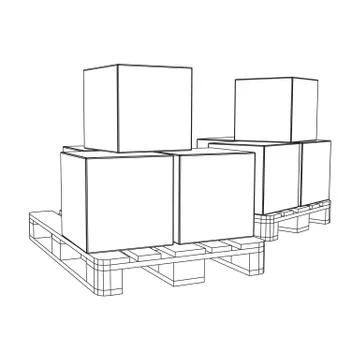 Cargo pallet for warehouse with boxes Illustrazione stock