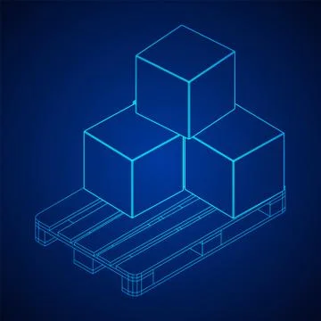 Cargo pallet for warehouse with boxes Stock Illustration