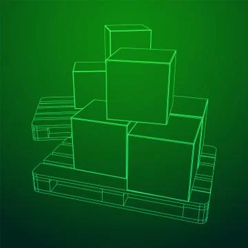 Cargo pallet for warehouse with boxes Stockillustratie