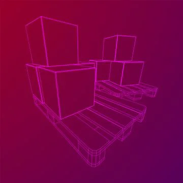 Cargo pallet for warehouse with boxes 库存插图