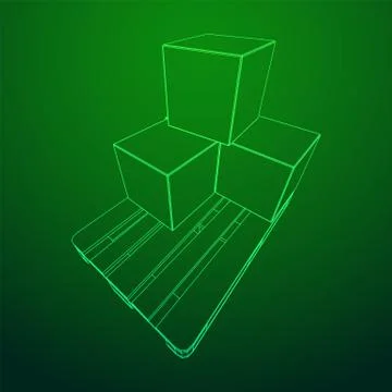 Cargo pallet for warehouse with boxes 스톡 일러스트