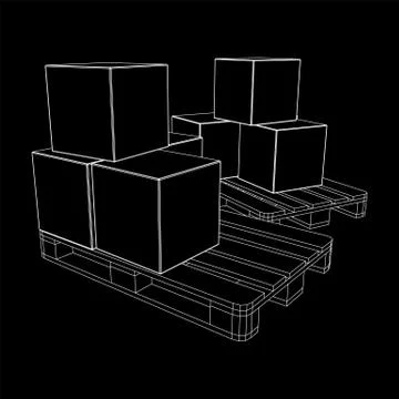Cargo pallet for warehouse with boxes Stockillustratie
