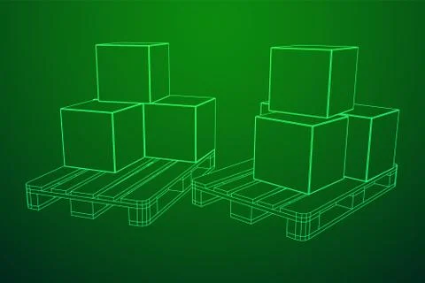 Cargo pallet for warehouse with boxes Stock Illustration