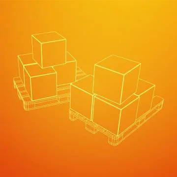 Cargo pallet for warehouse with boxes 스톡 일러스트