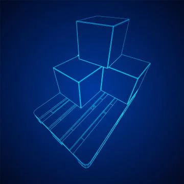 Cargo pallet for warehouse with boxes Stockillustratie