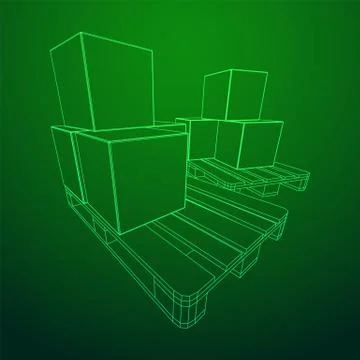 Cargo pallet for warehouse with boxes 库存插图