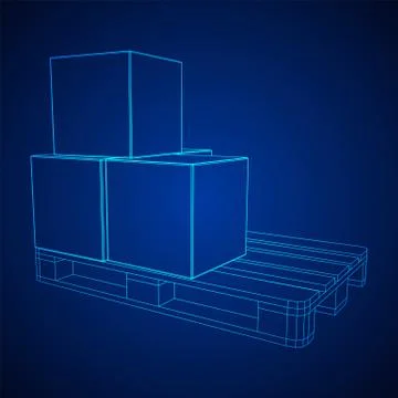 Cargo pallet for warehouse with boxes Stock Illustration