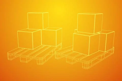 Cargo pallet for warehouse with boxes 스톡 일러스트