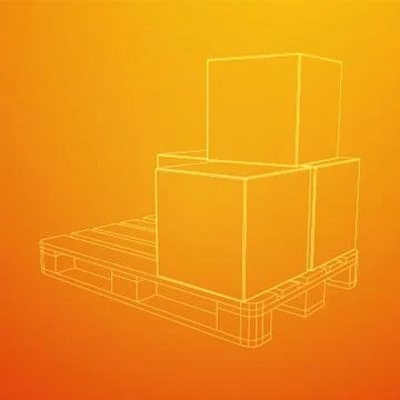 Cargo pallet for warehouse with boxes 스톡 일러스트