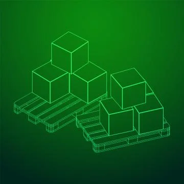 Cargo pallet for warehouse with boxes 스톡 일러스트