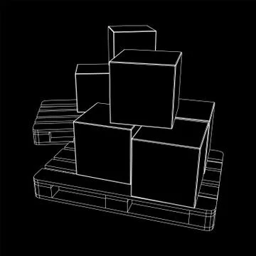 Cargo pallet for warehouse with boxes 스톡 일러스트