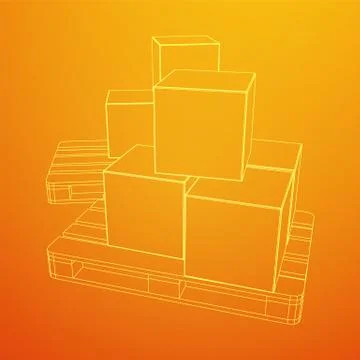 Cargo pallet for warehouse with boxes 스톡 일러스트