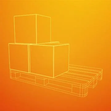 Cargo pallet for warehouse with boxes Stockillustratie